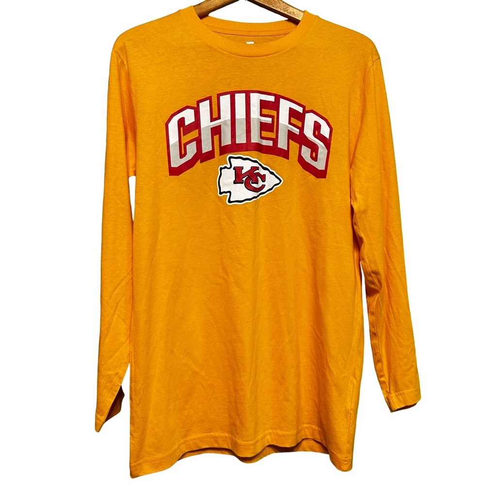 NEW Fanatics Kansas City Chiefs NFL Football Yellow Long Sleeve Tshirt Medium